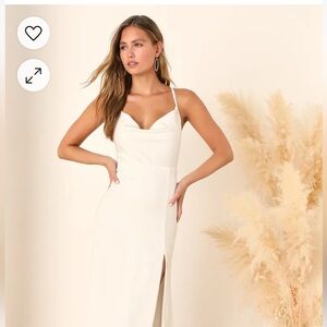 Lulus Destined Romance Long white satin dress